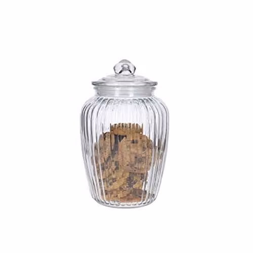 KitchenCraft Large Airtight Glass Storage Jar, 2.2 l, Transparent
