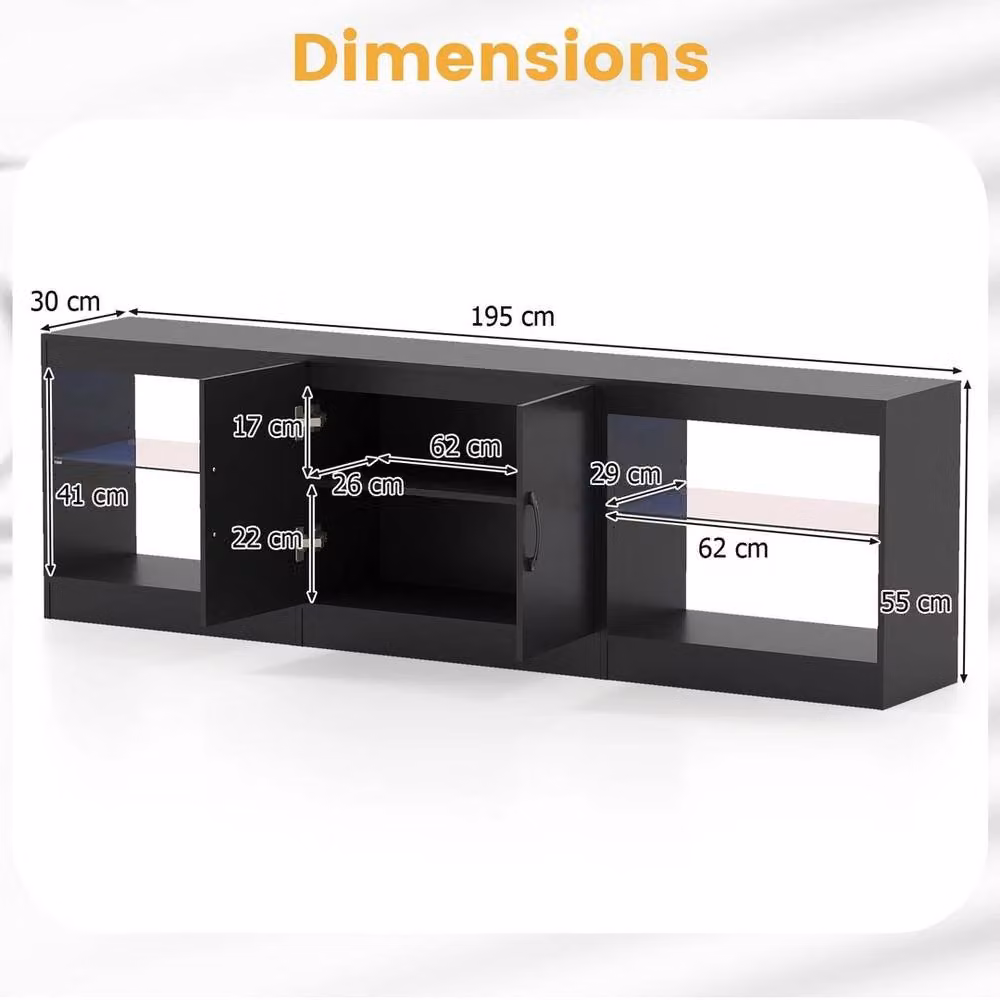 SPETLEK 3-in-1 Modern Black TV Stand and Entertainment Center for up to 85 inch TVs – 2