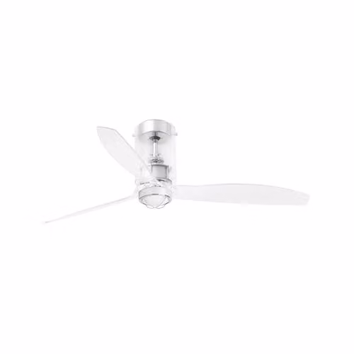 Faro Barcelona Faro MINI Tube LED Transparent Ceiling Fan with DC Motor, 3000K