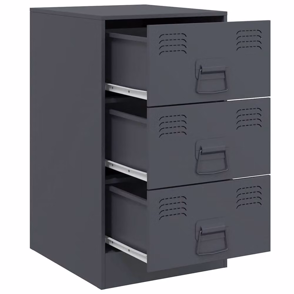Berkfield Home Set of 2 Anthracite Metal Bedside Cabinets, W/D/H: 34.5 x 39 x 62 cm – 4