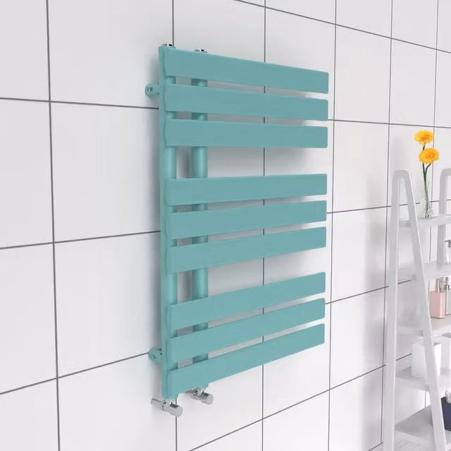 Lux Heat Open Flat Towel Radiator in Light Aqua Green, W: 60 cm, H: 80 cm