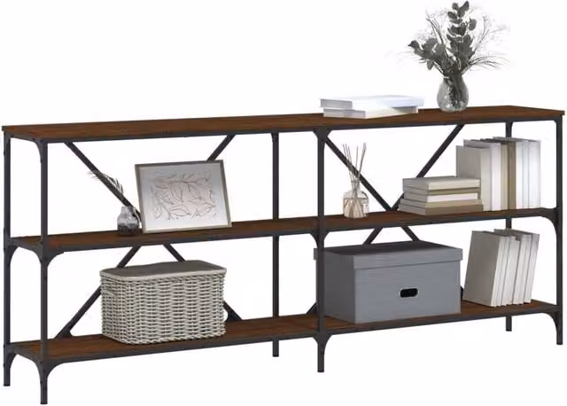 Berkfield Home Decorative Console Table in Brown Oak, W/D/H: 180 x 30 x 75 cm