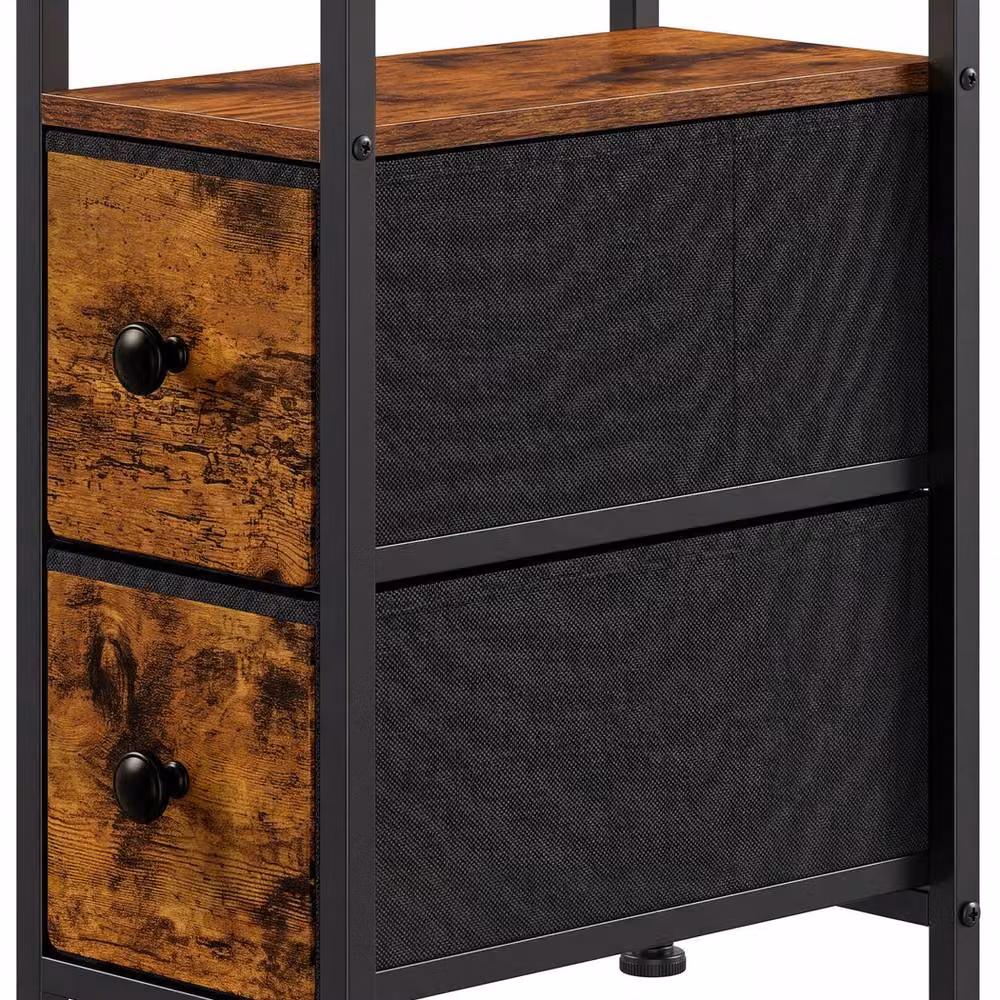 Levede Modern Brown Wood Bedside Table with Integrated LED Lighting – 5