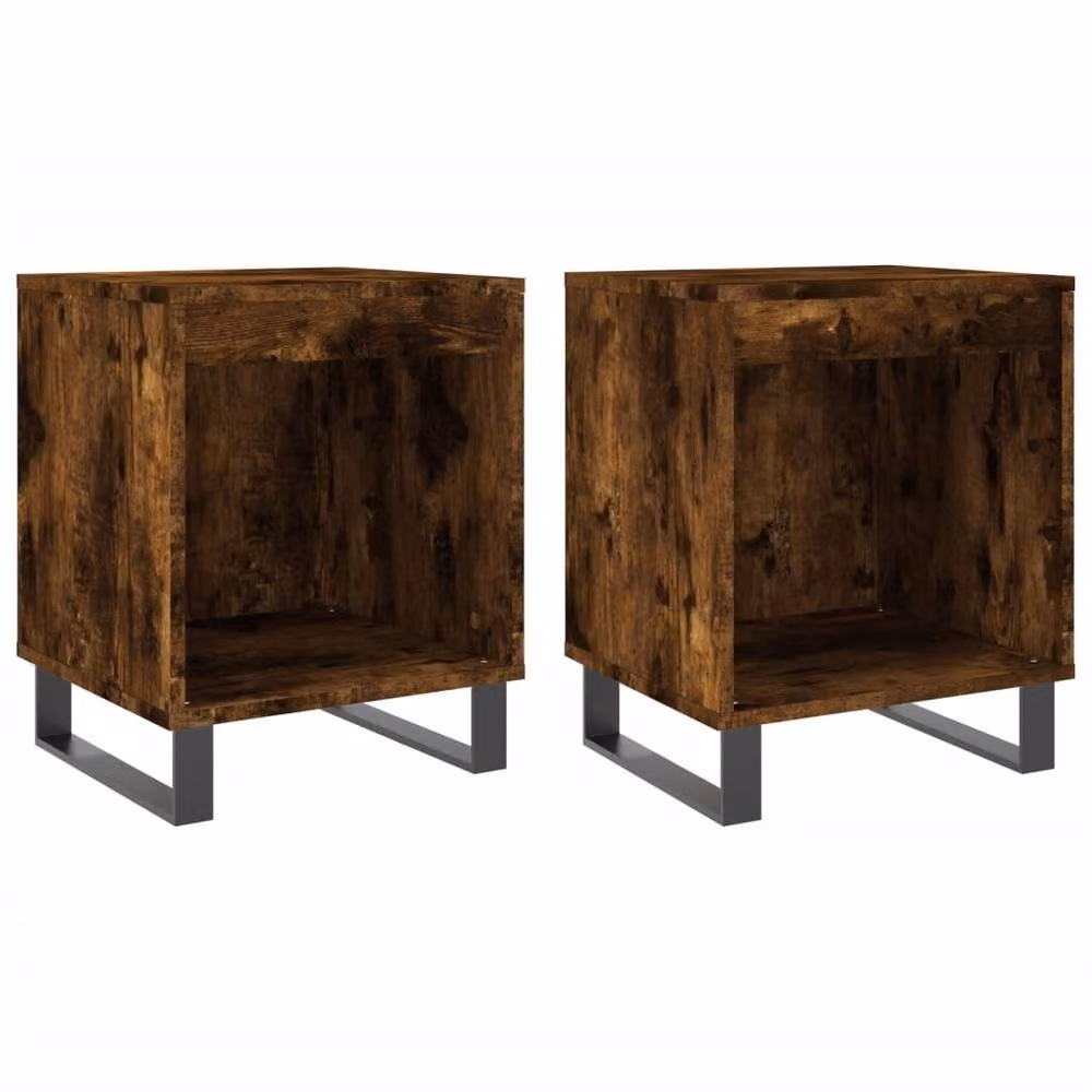 Berkfield Home Modern Bedside Cabinets, 2 Pack, Smoked Oak Brown, W/D/H: 40 x 35 x 50 cm – 2