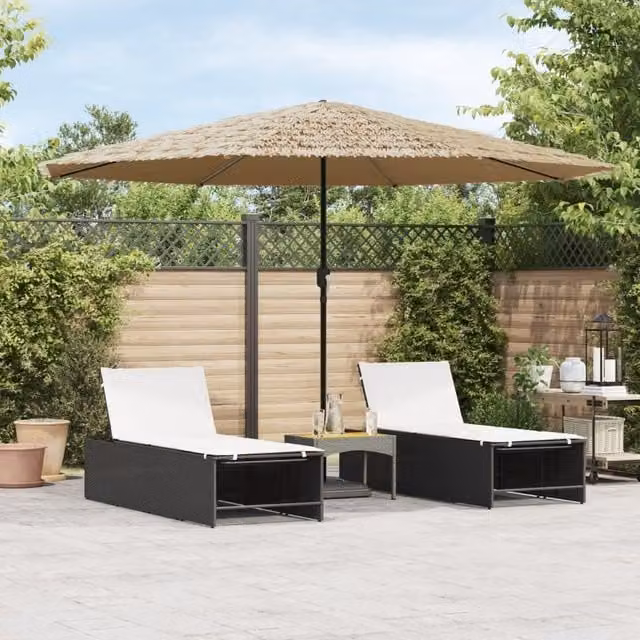 Berkfield Home Garden Parasol with Steel Pole, Brown, W/D/H: 388 x 388 x 248 cm – 1