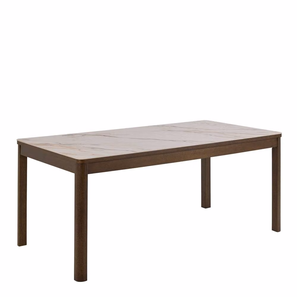 Wyld Haus Cork Rectangular Dining Table with Beige Matt Ceramic Top and Oak Veneer Base, W: 180 cm, D: 90 cm, H: 75 cm – 2