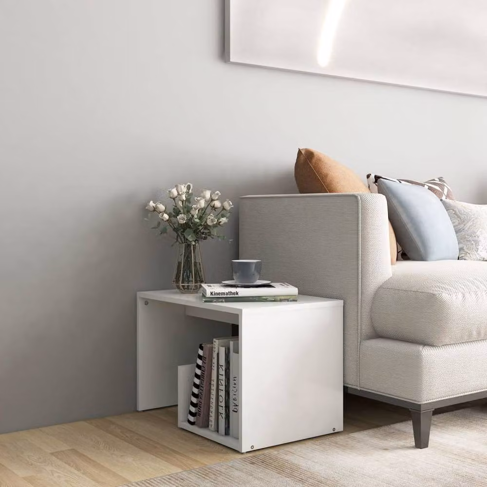 Berkfield Home White Side Table in Engineered Wood W/D/H: 59 x 36 x 38 cm – 2