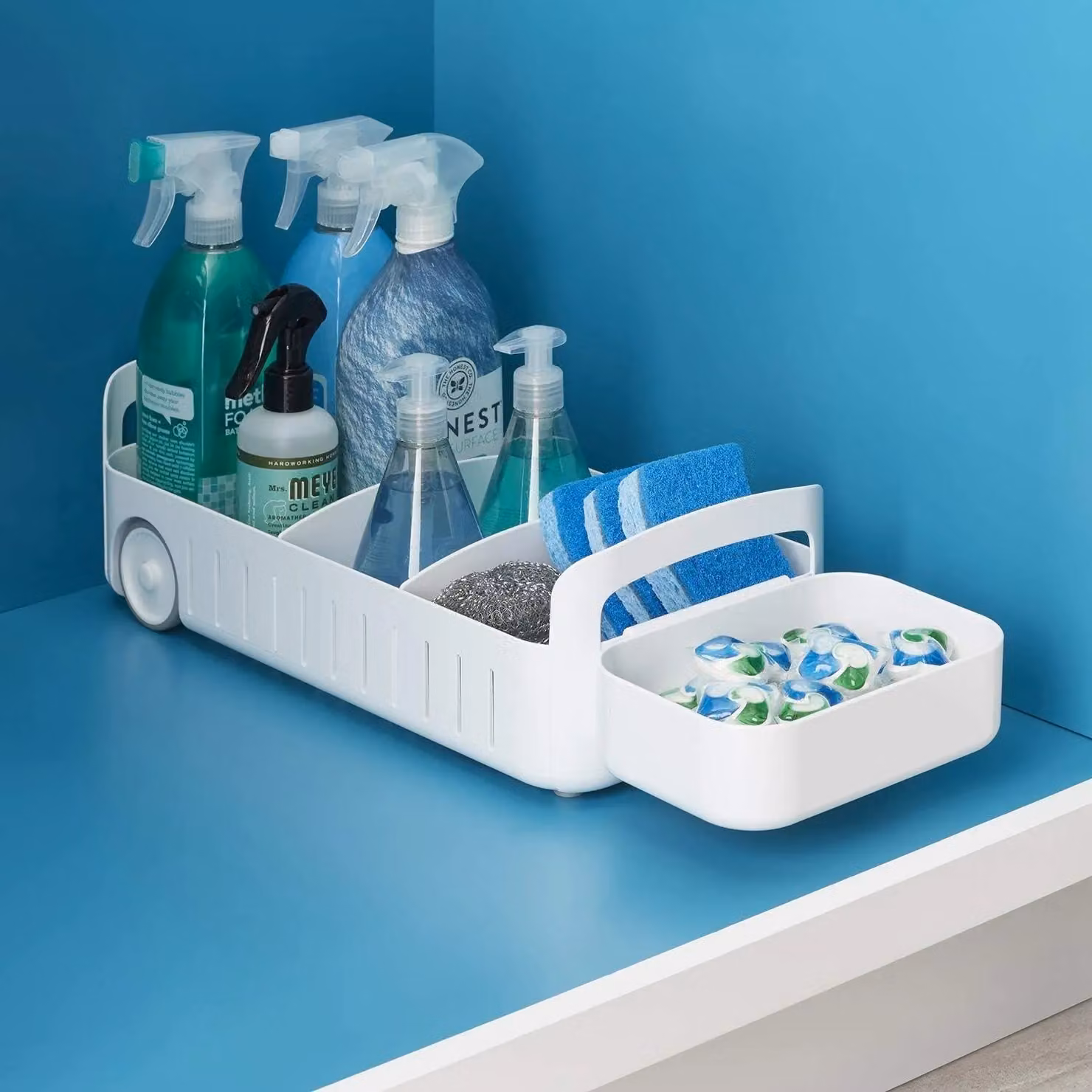 YouCopia Rolling Under Sink Organiser Tray, White, W: 20.32 cm, D: 20.32 cm, H: 20.32 cm – 2