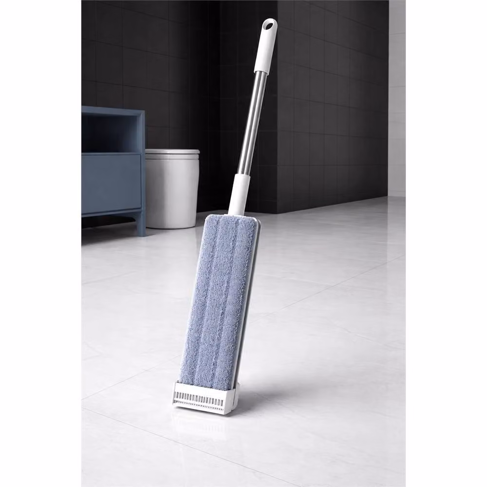 Nordara Extendable Microfibre Flat Mop with Stainless Steel Telescopic Handle and Washable Pad in White – 2