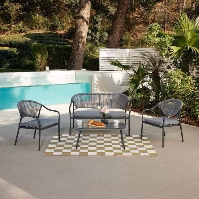 Home Detail Sona Grey Rope Garden Lounge Set