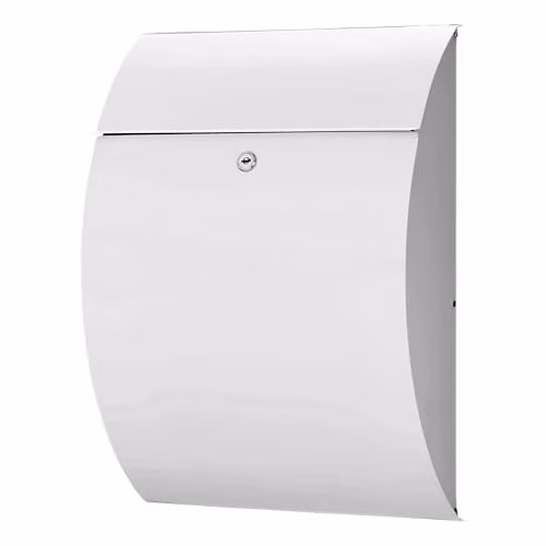 Burg-Wächter Riviera A4 Letter Box with Opening Stop, White Galvanised Steel, W: 835 mm, H: 460 mm, D: 130 mm