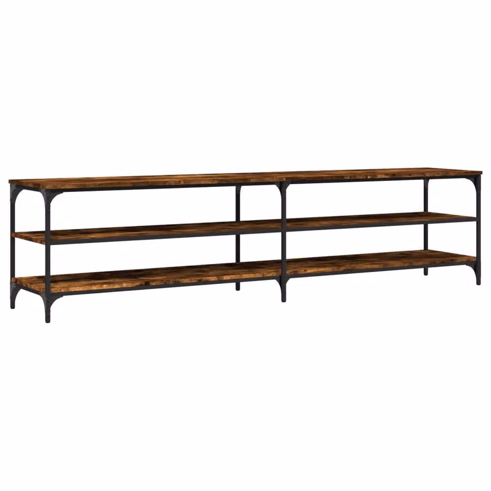 Berkfield Home Industrial TV Cabinet in Smoked Oak and Brown, W/D/H: 200 x 30 x 50 cm – 2