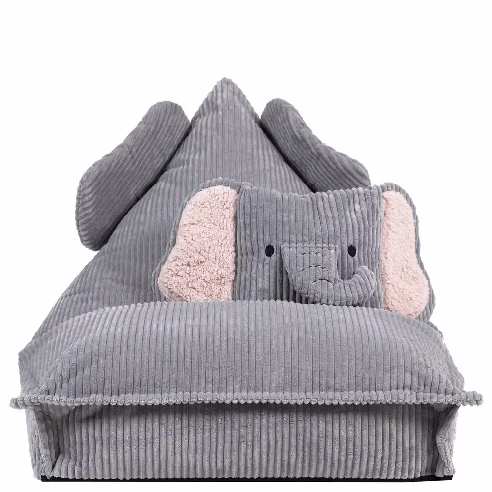 icon Kids Animal Print Bean Bag Lounger and Cushion Bundle in Grey Corduroy – 2