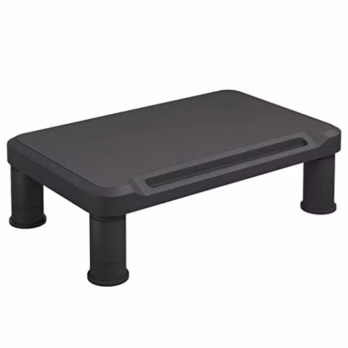 vidaXL Modern Matt Black Plastic Monitor Stand W: 38 cm, D: 24 cm, H: 10.5 cm