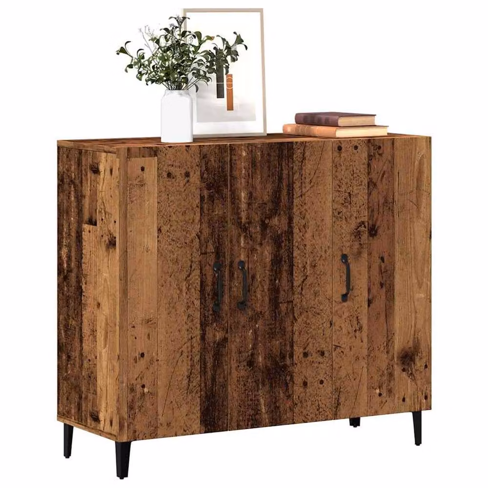 Berkfield Home Old Wood Industrial Sideboard in Brown, W/D/H: 90 x 34 x 80 cm – 3