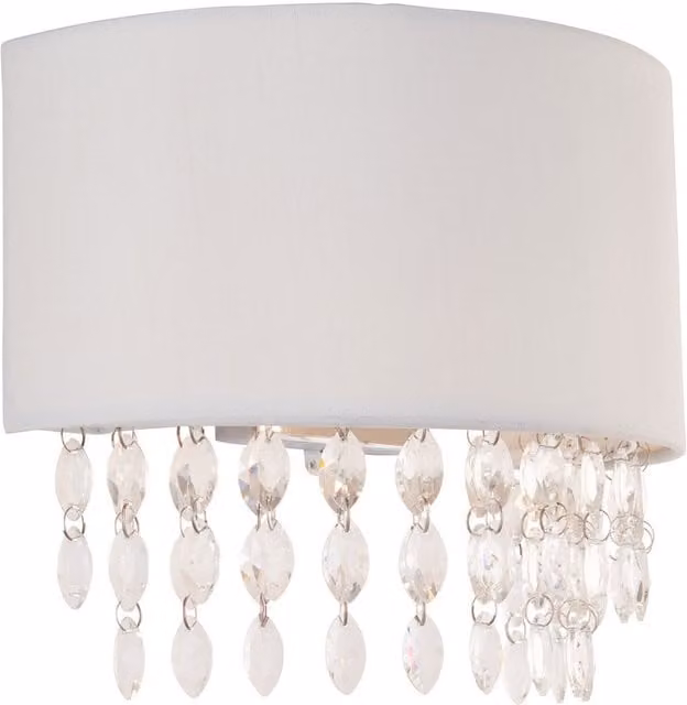 Endon Malmesbury Wall Lamp with Grey Fabric Shade and Chrome Plate