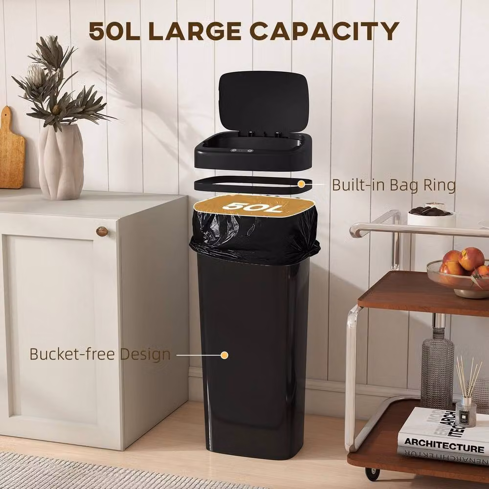 EONLION Stainless Steel Slim Sensor Kitchen Bin in Black, Height: 100 cm – 2