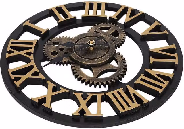 NESTLUNE Large Industrial Black Metal and Glass Analog Wall Clock, W/H: 100 x 15 cm – 1