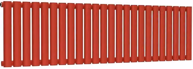 Lux Heat Oval Horizontal Single Wall Mounted Steel Radiator in Poppy Red, W: 144 cm, H: 40 cm, D: 4 cm