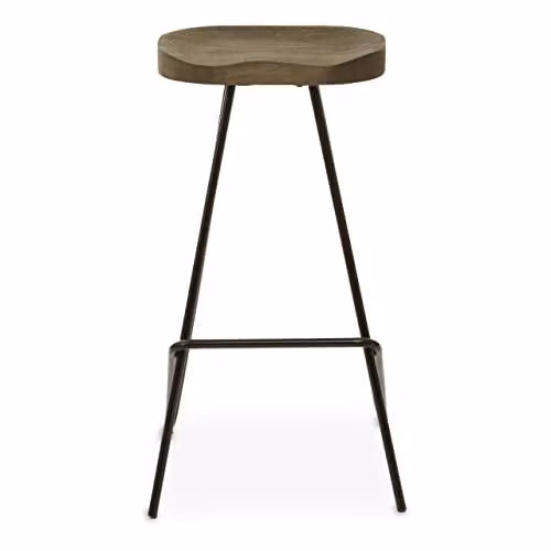 Premier Housewares Elm Wood Bar Stool with Black Metal Frame, W: 44 cm, D: 47 cm, H: 78 cm