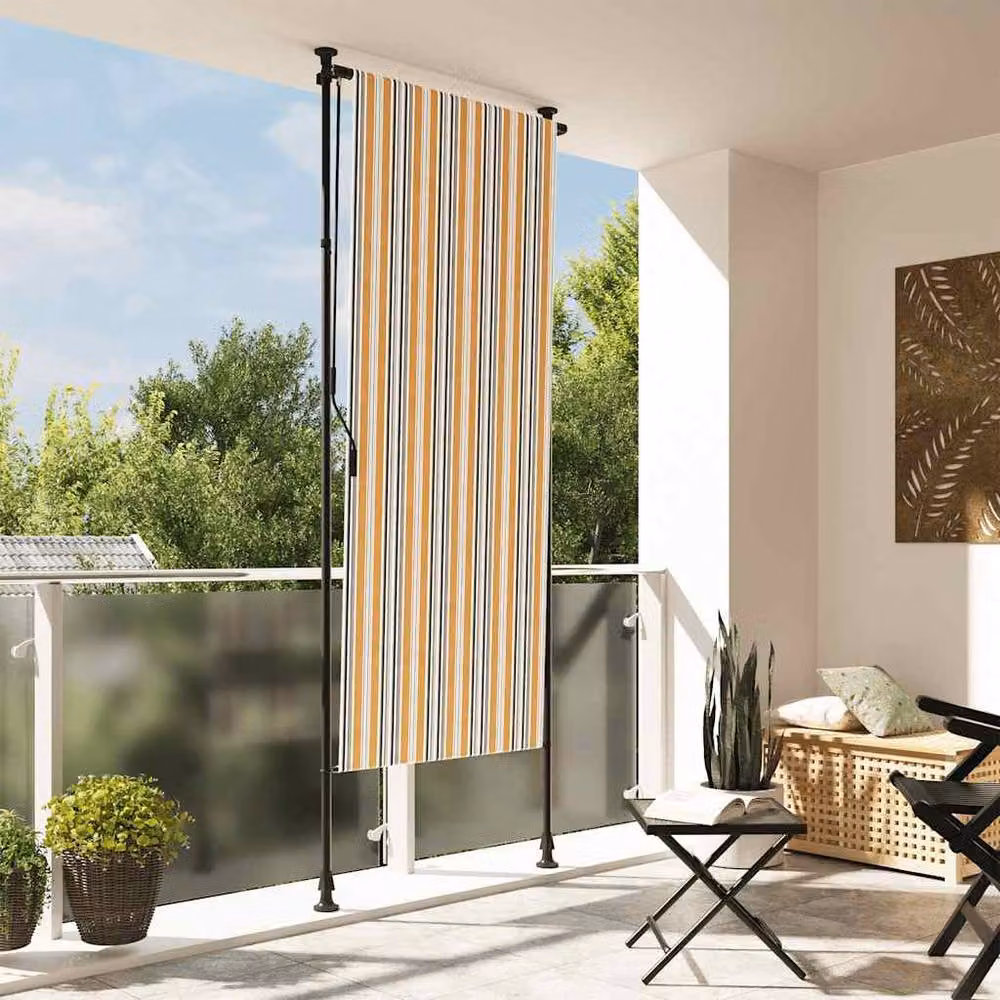 Berkfield Home Outdoor Roller Blind in Yellow, White and Anthracite, W: 120 cm, H: 270 cm – 2