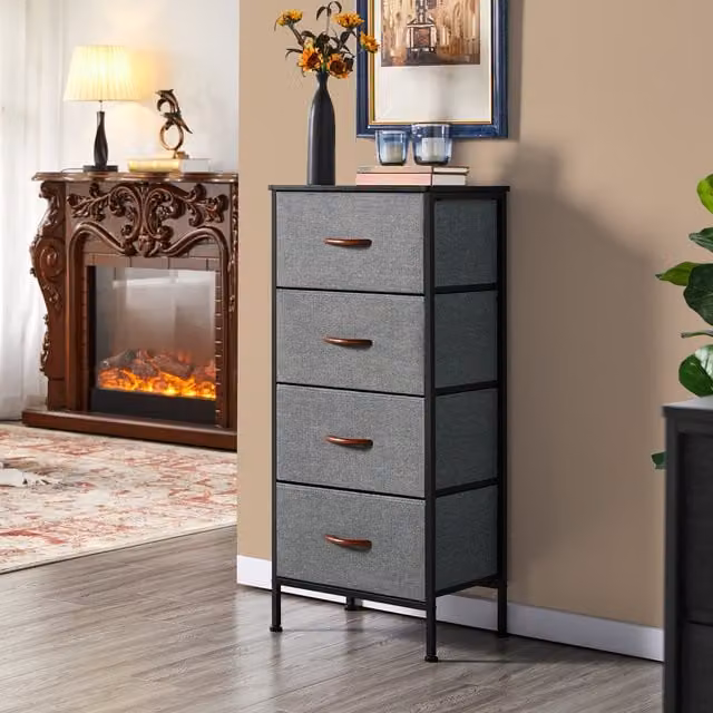 Yaheetech 4-Drawer Fabric Storage Tower in Grey
