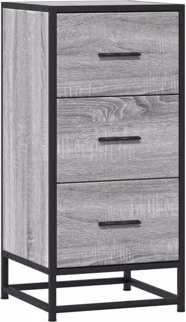 Berkfield Home Grey Sonoma Sideboard in Engineered Wood and Metal, W/D/H: 35.5 x 35.5 x 76 cm