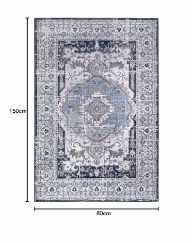 The Rugs Vintage Oriental Navy Medallion Area Rug, W/D: 80 x 150 cm – 2