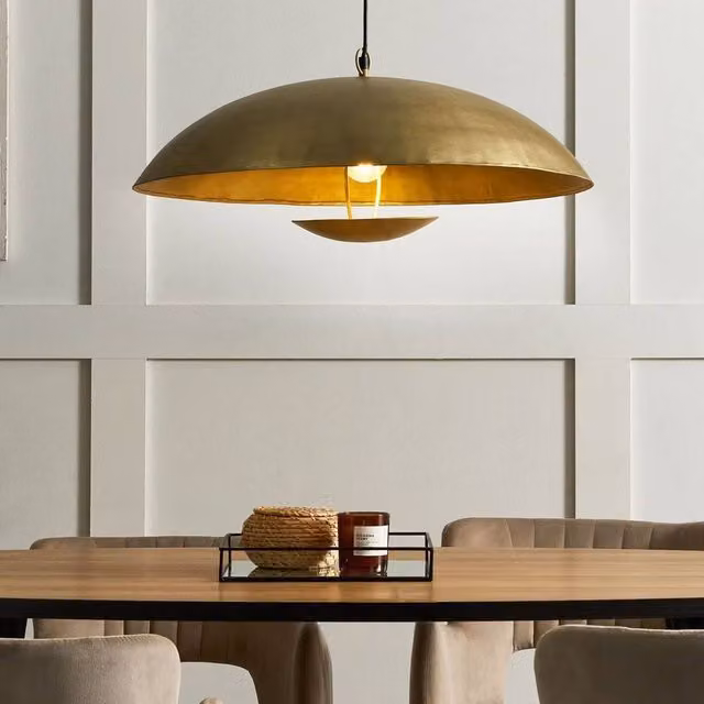 Wyld and Coco Modern Brass Dome Pendant Lamp in Bronze and Gold