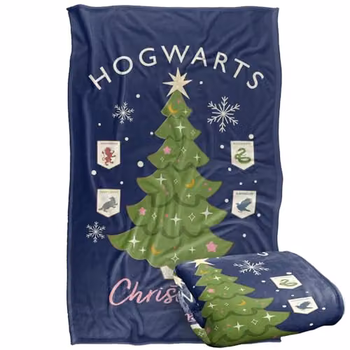 LOGOVISION Harry Potter Hogwarts Christmas Tree Super Soft Fleece Throw Blanket, Multicolour