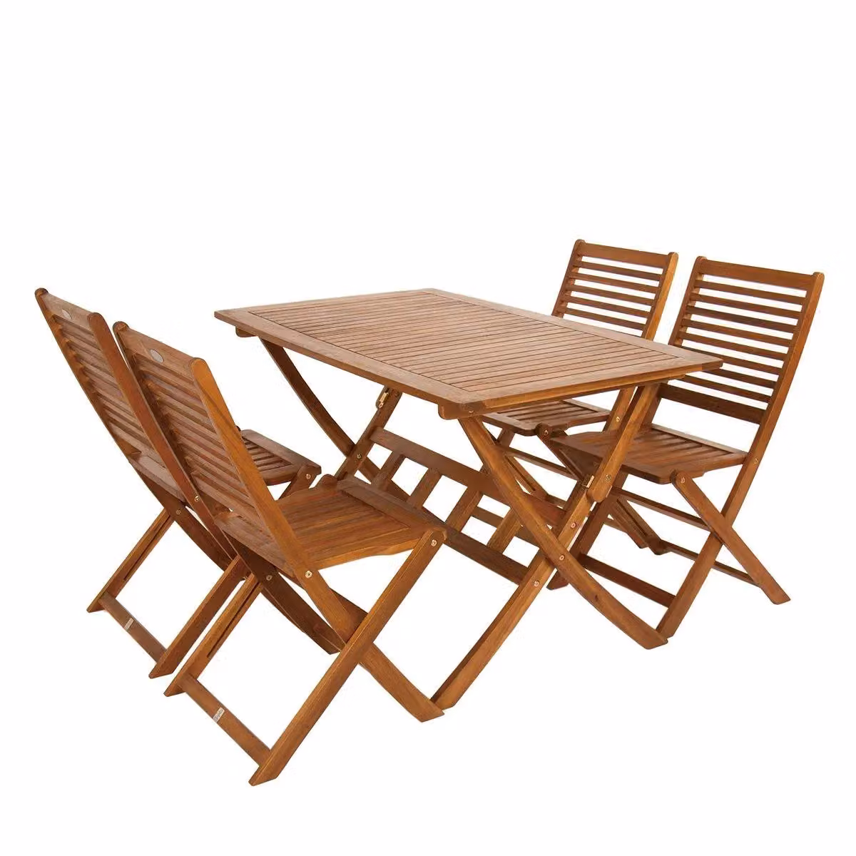 Charles Bentley FSC Certified Acacia Hardwood 5-Piece Garden Furniture Set in Brown with Rectangle Table and 4 Foldable Chairs, W/D/H: 120 x 70 x 74.5 cm – 3