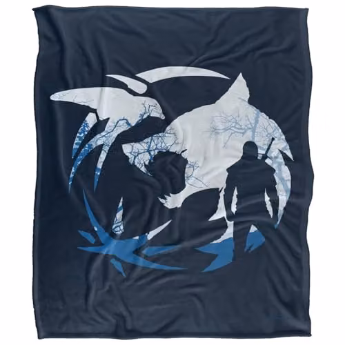 The Witcher Logo Silhouette Super Soft Fleece Throw Blanket, White, W/D/H: 152 x 127 cm – 1