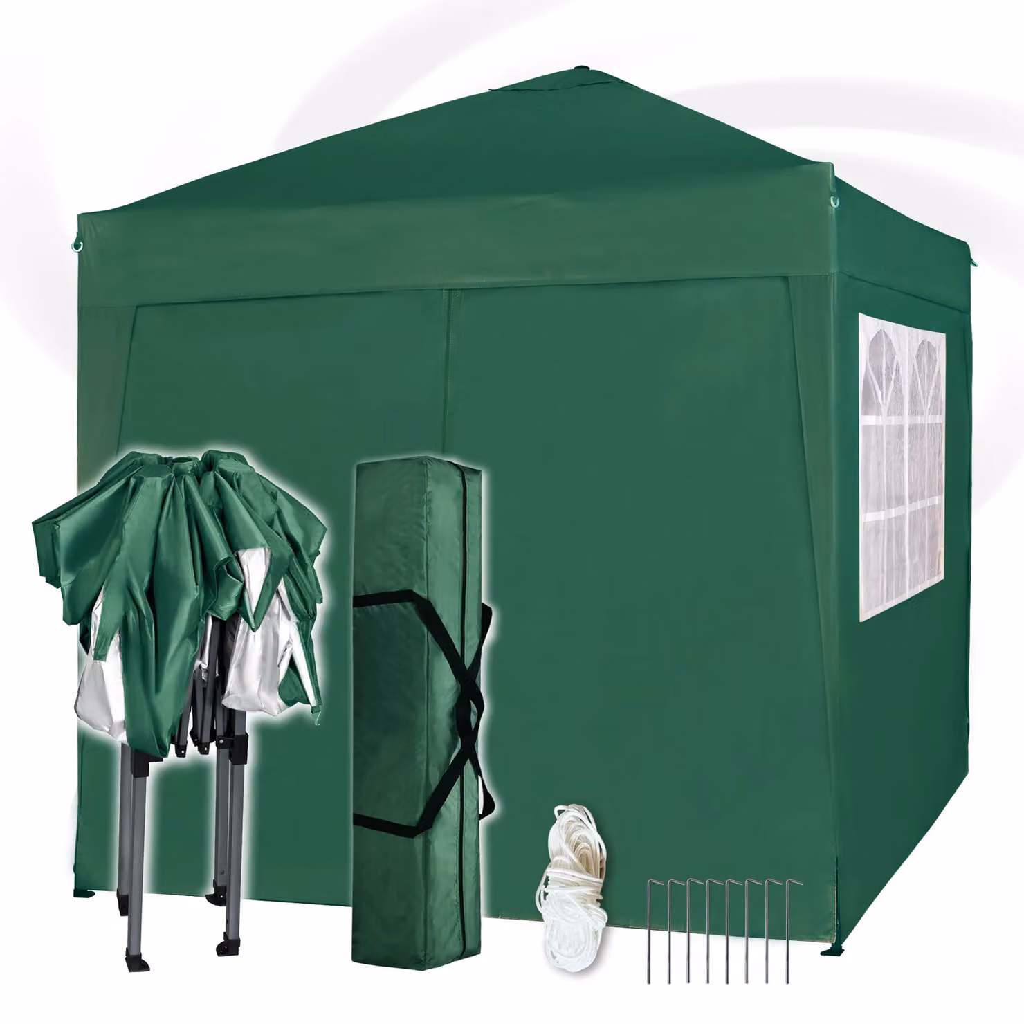 MCC Direct Green Pop Up Gazebo with Removable Sides and Storage Bag, W: 200 cm, D: 200 cm, H: 255 cm – 4