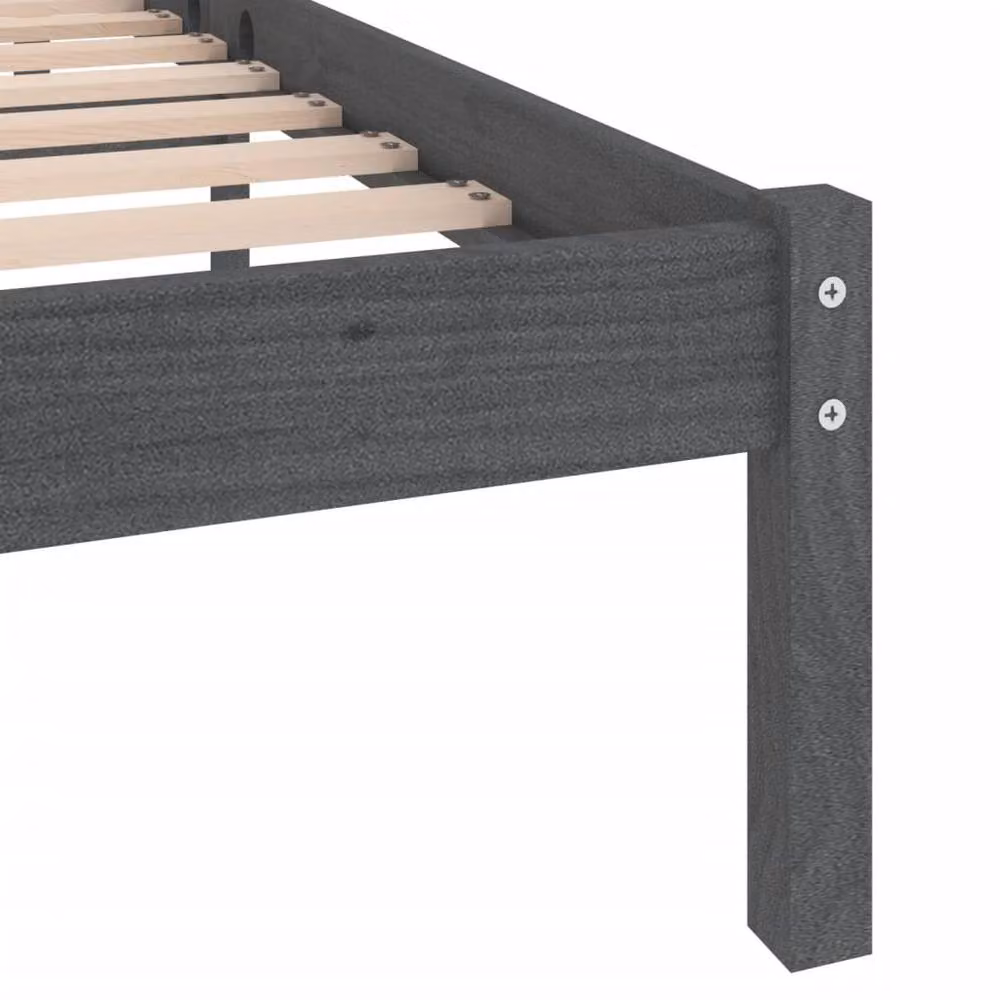 Berkfield Home Grey Solid Pine Wood Bed Frame 200 x 200 cm – 3