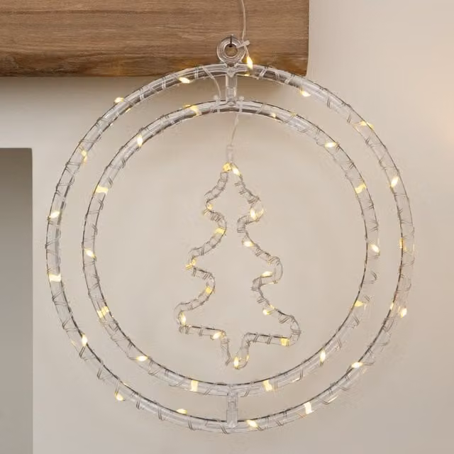 Samuel Alexander 33cm Hanging Christmas Tree Ring with 45 Warm White LEDs, Remote Control and Timer