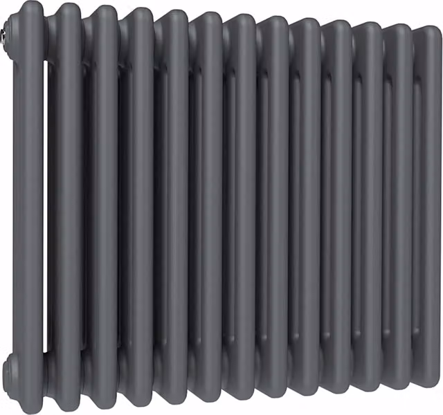 Lux Heat Anthracite Grey Horizontal 4 Column Traditional Steel Radiator, H: 50.0 cm, W: 60.5 cm – 1