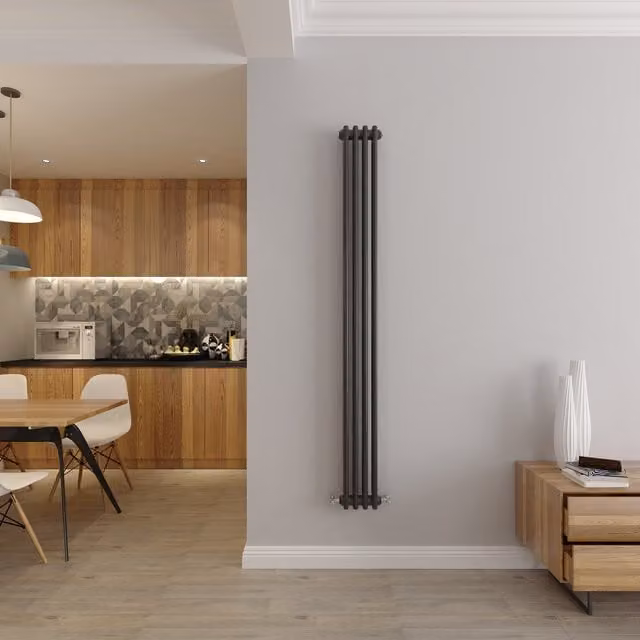 AicaBathroom Vertical Traditional Cast Iron Style 2 Column Steel Radiator in Anthracite, H: 180 cm, W: 20 cm, D: 20 cm