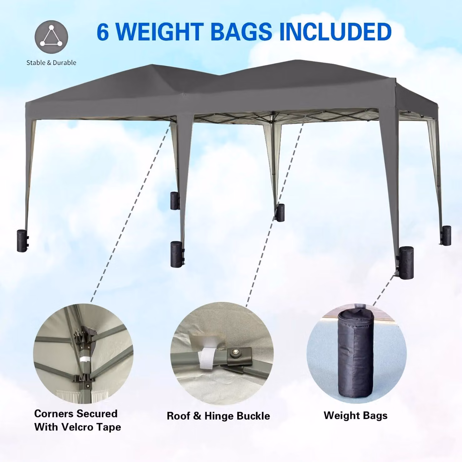 MCC Direct Grey Pop Up Gazebo Tent Marquee with Window, W: 6 m, D: 3 m – 2