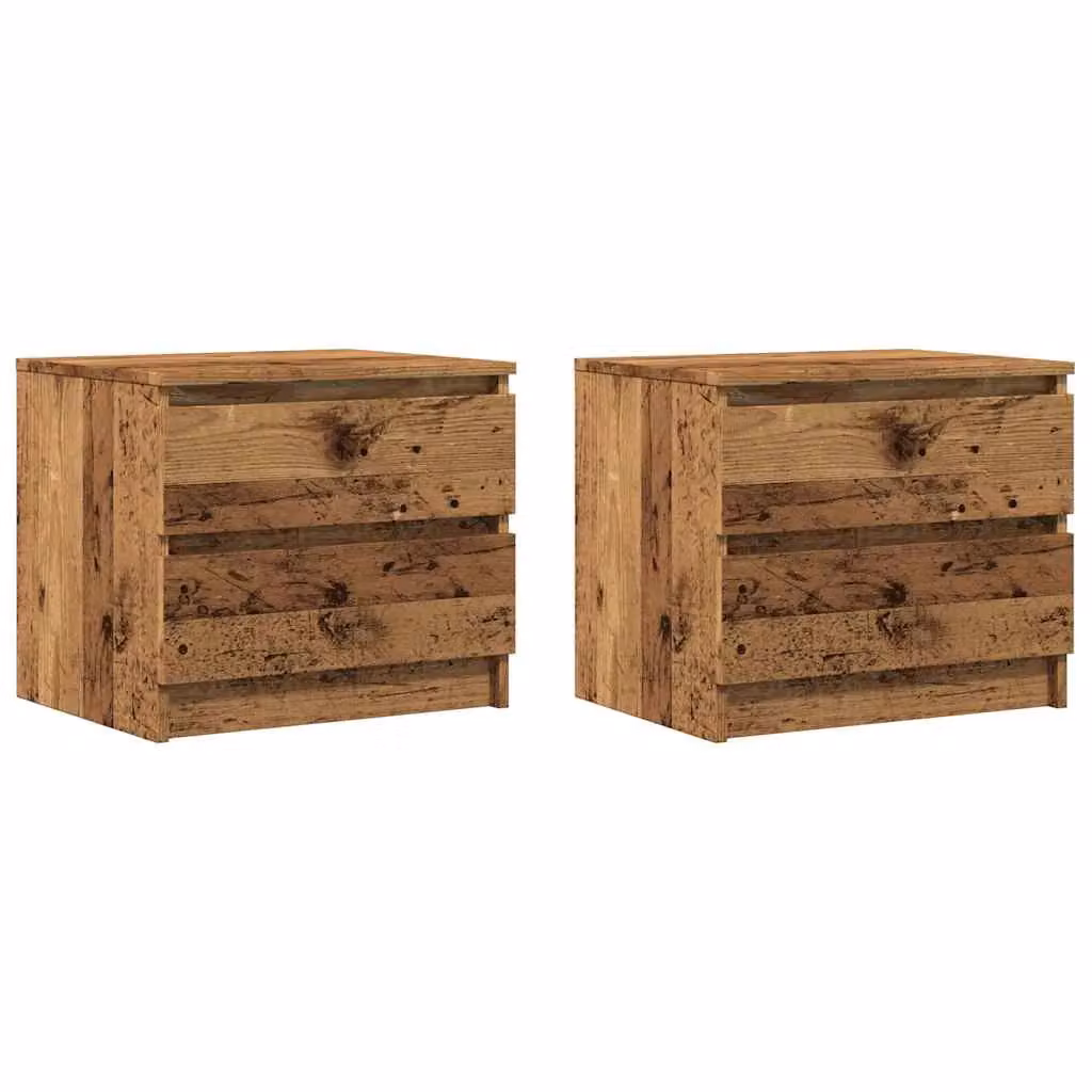 Berkfield Home Set of 2 Bedside Cabinets in Old Wood Brown, W/D/H: 50 x 40 x 43.5 cm – 2