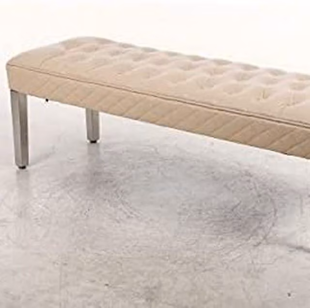 Modernique Rebecca Leather Aire Bench in Beige, Width: 155 cm