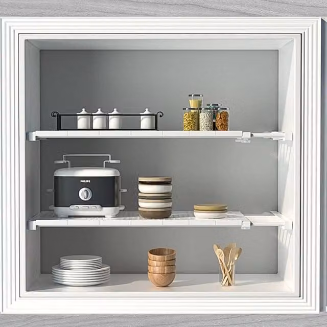 FORGEVIO Extendable Cupboard Storage Shelf Insert in White