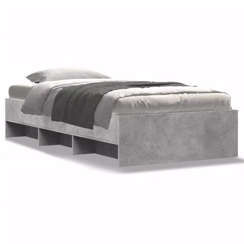 Berkfield Home Durable Engineered Wood Bed Frame in Concrete Grey, W/D/H: 90 x 190 x 35 cm – 3