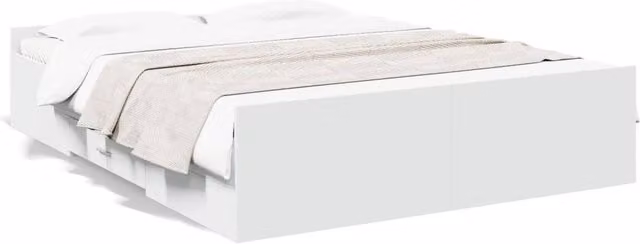 Berkfield Home King Size Bed Frame with Drawers, White, 150 x 200 cm