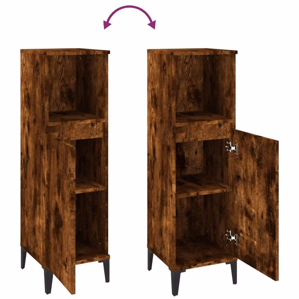 Berkfield Home Smoked Oak Bathroom Cabinet in Brown, W/D/H: 30 x 30 x 100 cm – 4
