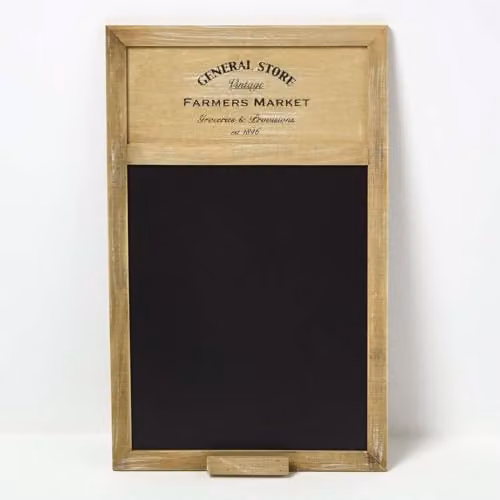HOMESCAPES Small Rectangular Chalk Board with Rustic Wooden Frame, Black Tabletop Blackboard for Kitchens and Classrooms – 1
