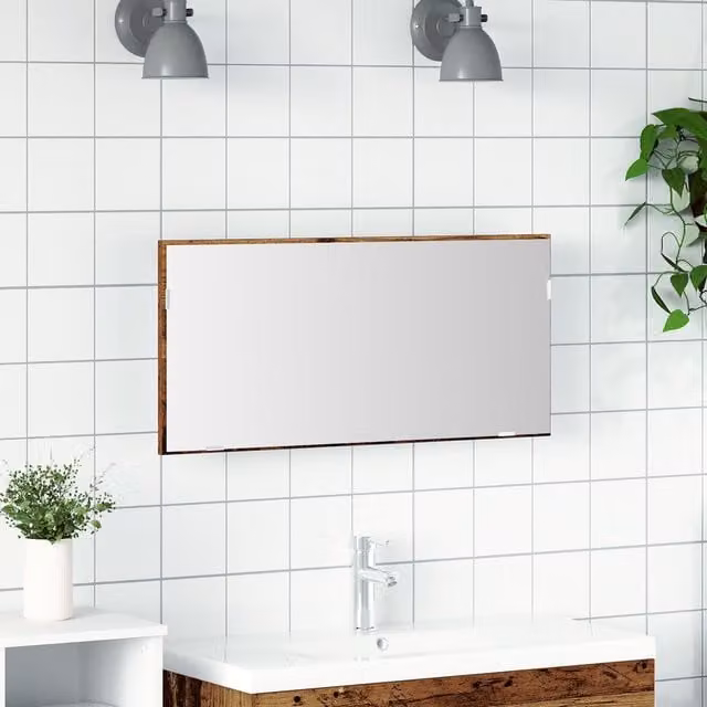 Berkfield Home Bathroom Mirror Cabinet with LED Light, Old Wood, Brown, W: 80 cm, D: 37 cm – 1