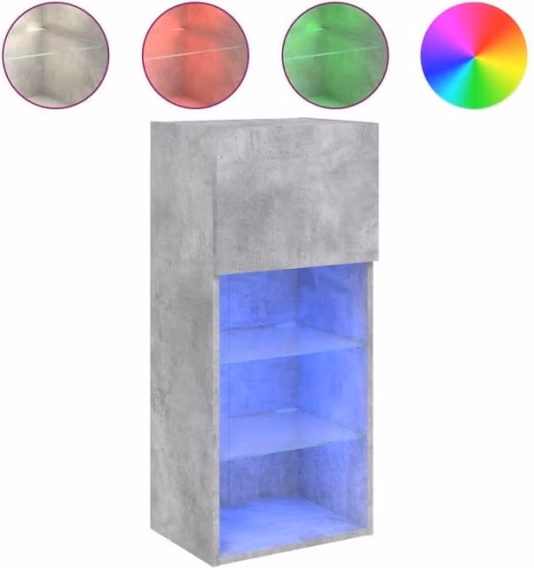 Berkfield Home Modern TV Cabinet with LED Lights in Concrete Grey, W/D/H: 40.5 x 30 x 90 cm – 1