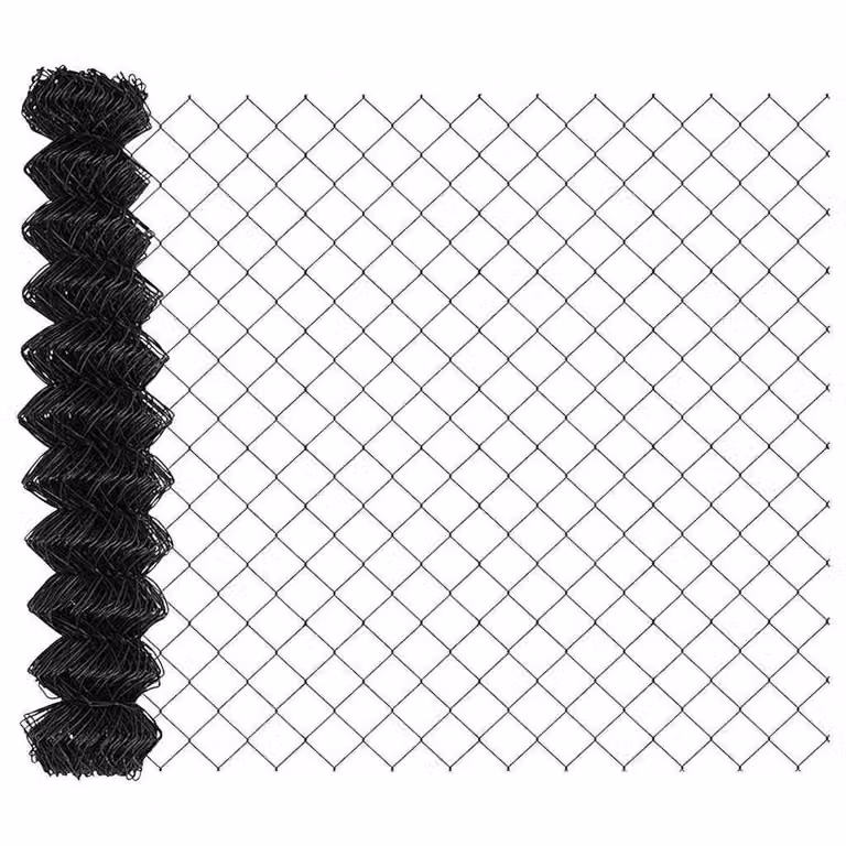 Berkfield Home PVC Coated Galvanised Steel Chain Link Fence in Grey and Black, 1 x 25 m