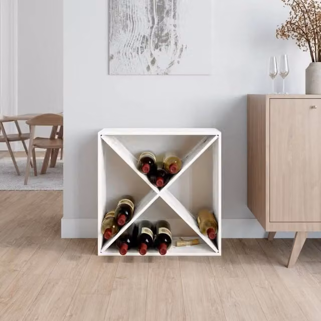 Berkfield Home Beautiful Wine Cabinet in White Solid Pine with Glass Doors, W/D/H: 62 x 25 x 62 cm – 1