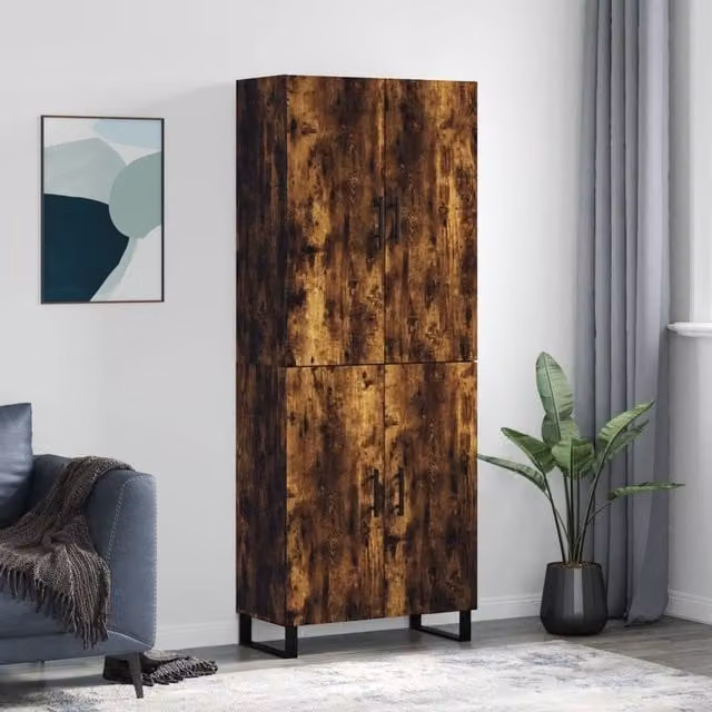 Berkfield Home Smoked Oak Highboard in Brown, W/D/H: 69.5 x 34 x 180 cm – 1
